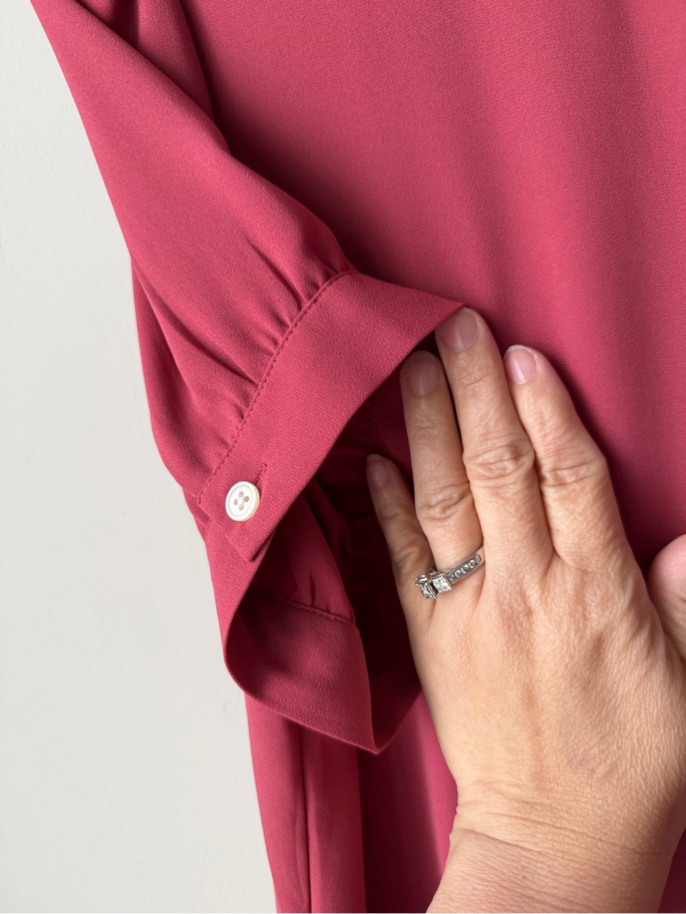 LOFT Short Sleeve Puff-Sleeve Blouse in Berry - Picture 3 of 4